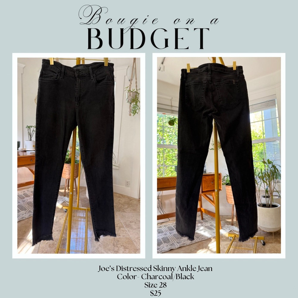 Joe's Jeans Distressed Skinny Ankle Jeans - Charcoal Black